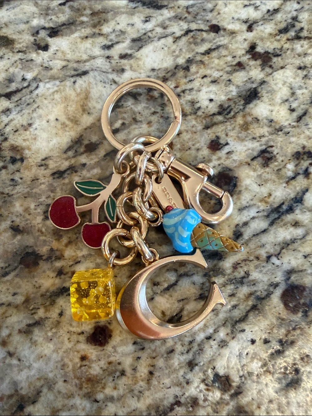 C Charm Cluster Bag Charm/Keychain, Gold/Mixed Enamel- - Picture 2 of 6